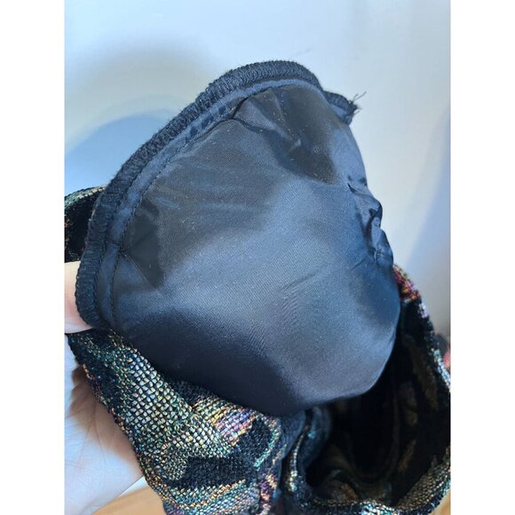 Retro Floral Jacket XL Black Tapestry Woven Botanical Classic Boho Artsy 70s - Picture 10 of 14